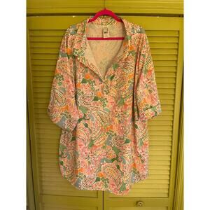 Crown & Ivy Pink Floral Print Dress - Size 2X - Super Cute!